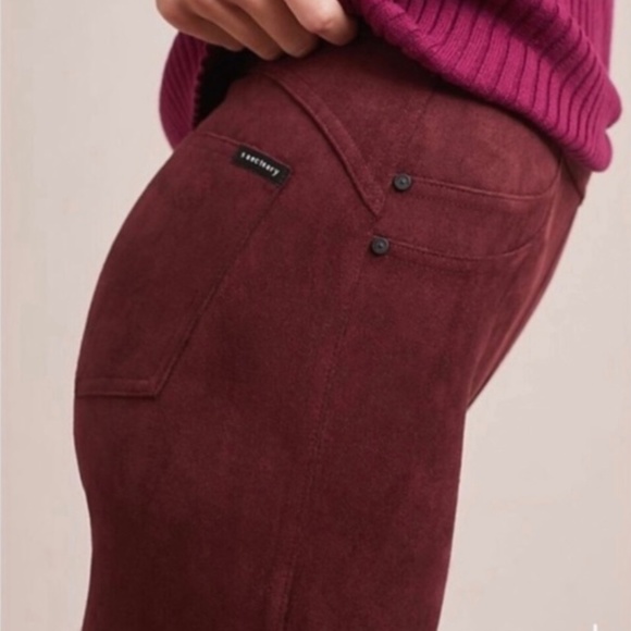 New Sanctuary X Anthropologie faux suede leggings, Burgundy/Merlot, Size S - Picture 2 of 6